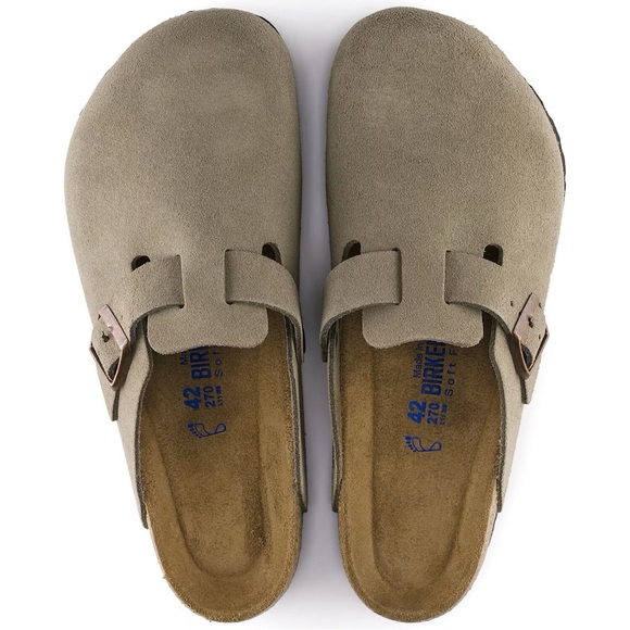NWT Authentic Birkenstock Boston Suede Clog with Soft Footbed in Taupe - Picture 3 of 12